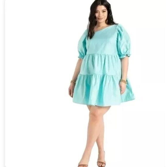 New! Eloquii Asymmetrical Neckline Trapeze Dress, size 28 - Picture 1 of 16